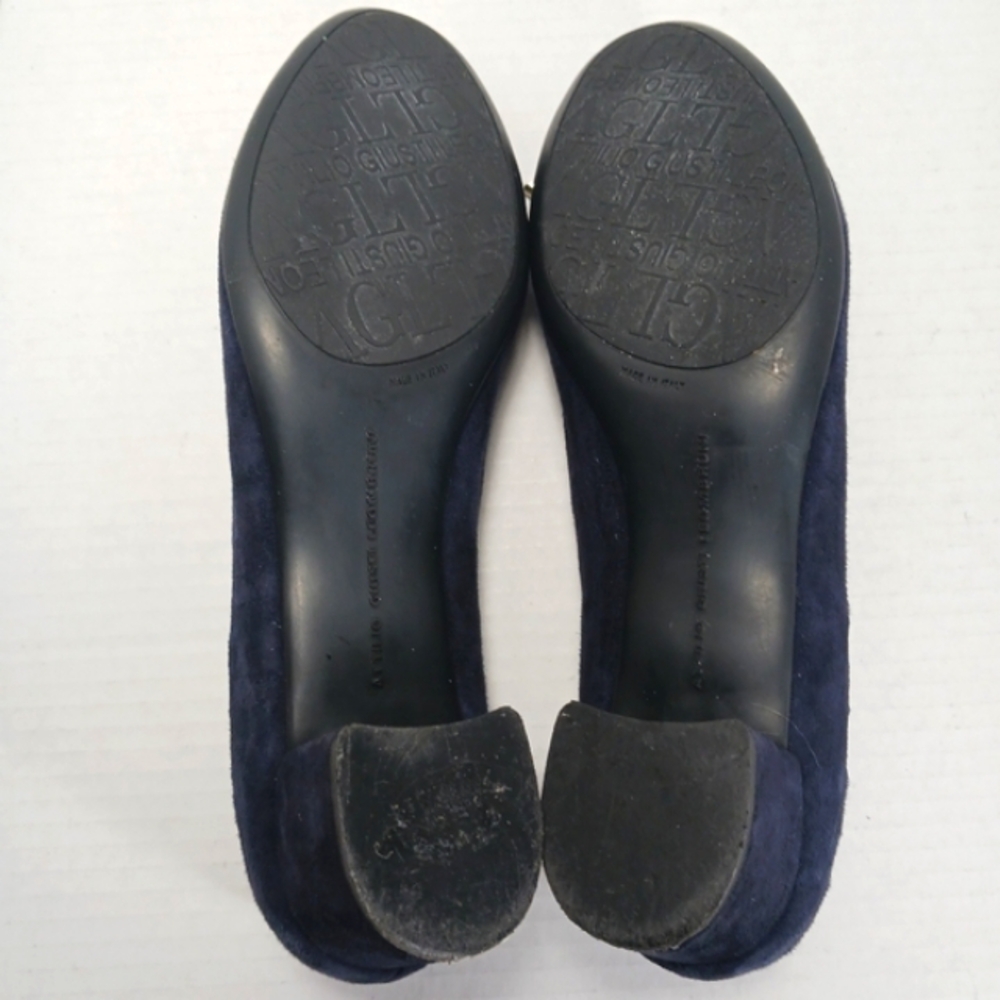 AGL Kristen Navy Suede Ballet Flats Covered Block Heels Rubber Sole EUC Sz 41 - Picture 9 of 15